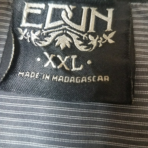 Rare Edun Gray White Button Up Shirt Bono XXL - Picture 6 of 8